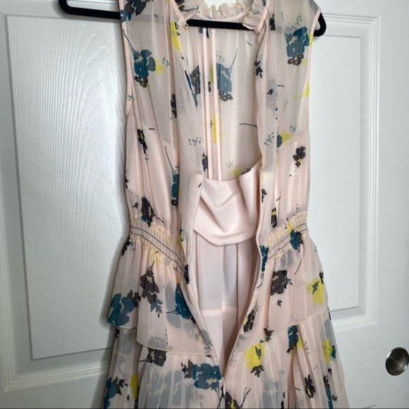 Self-Portrait Pink Asymmetric Graphic Floral-Print Dress Size 6 - Picture 7 of 10